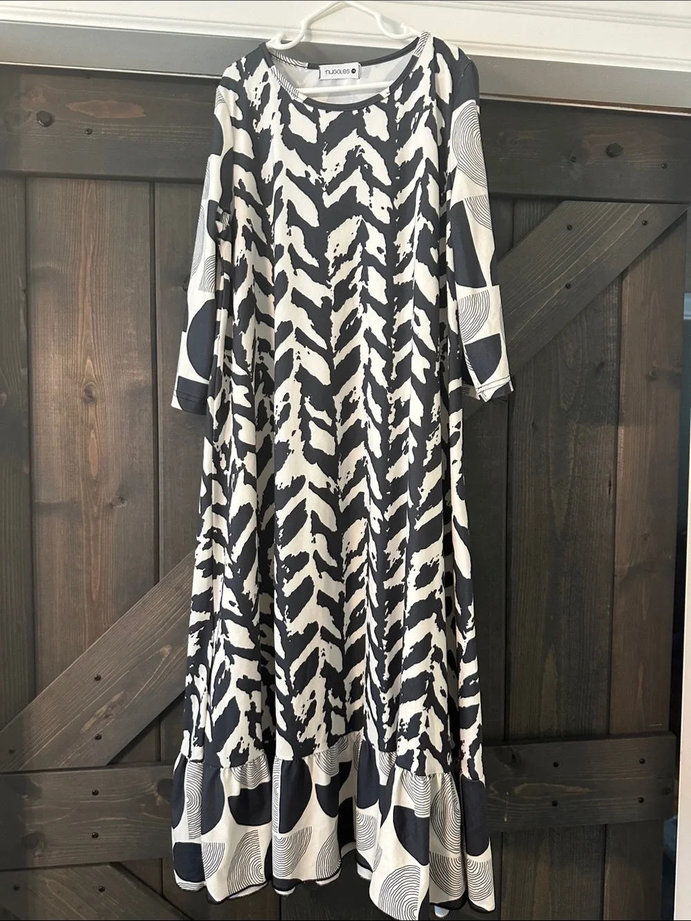 Black & White Patterned Maxi Dress for Kids — Flared Silhouette